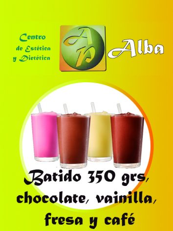 Batido choc., vainilla, fresa y café 350 grs